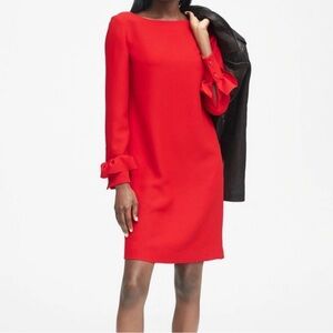 Banana Republic Vibrant Red Long Sleeve Dress